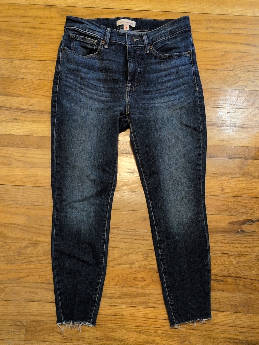 Lucky Brand Dark Blue Skinny Jeans with Frayed Hem